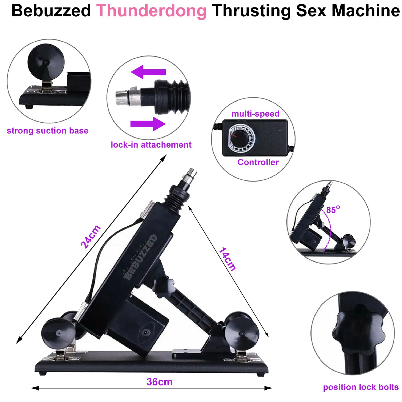 Automatic THRUSTING Sex Machine Telescopic 3XLR Dildo Male Masturbator Vibrator