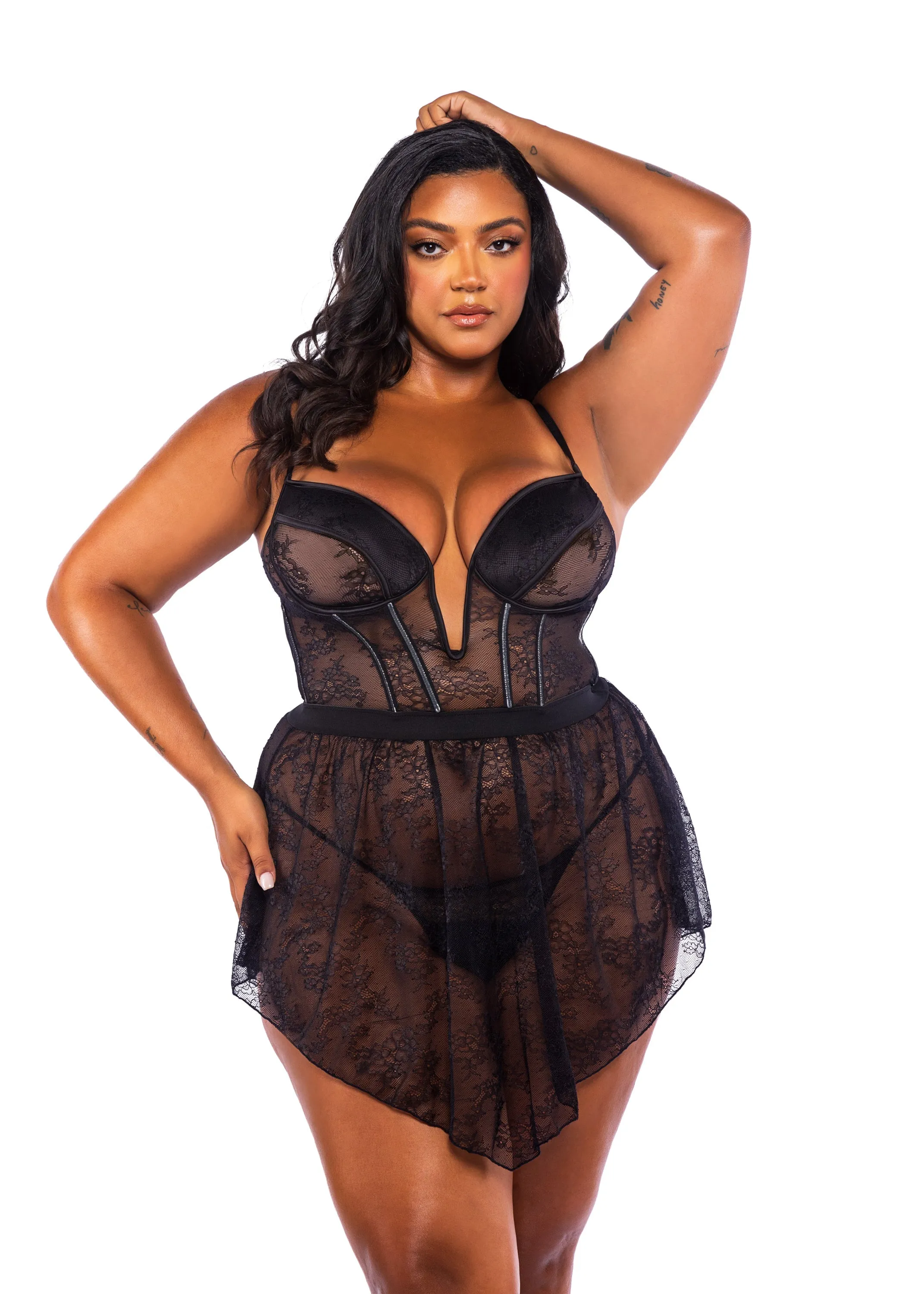 Belle Noir 3-Piece Garter Skirt Set