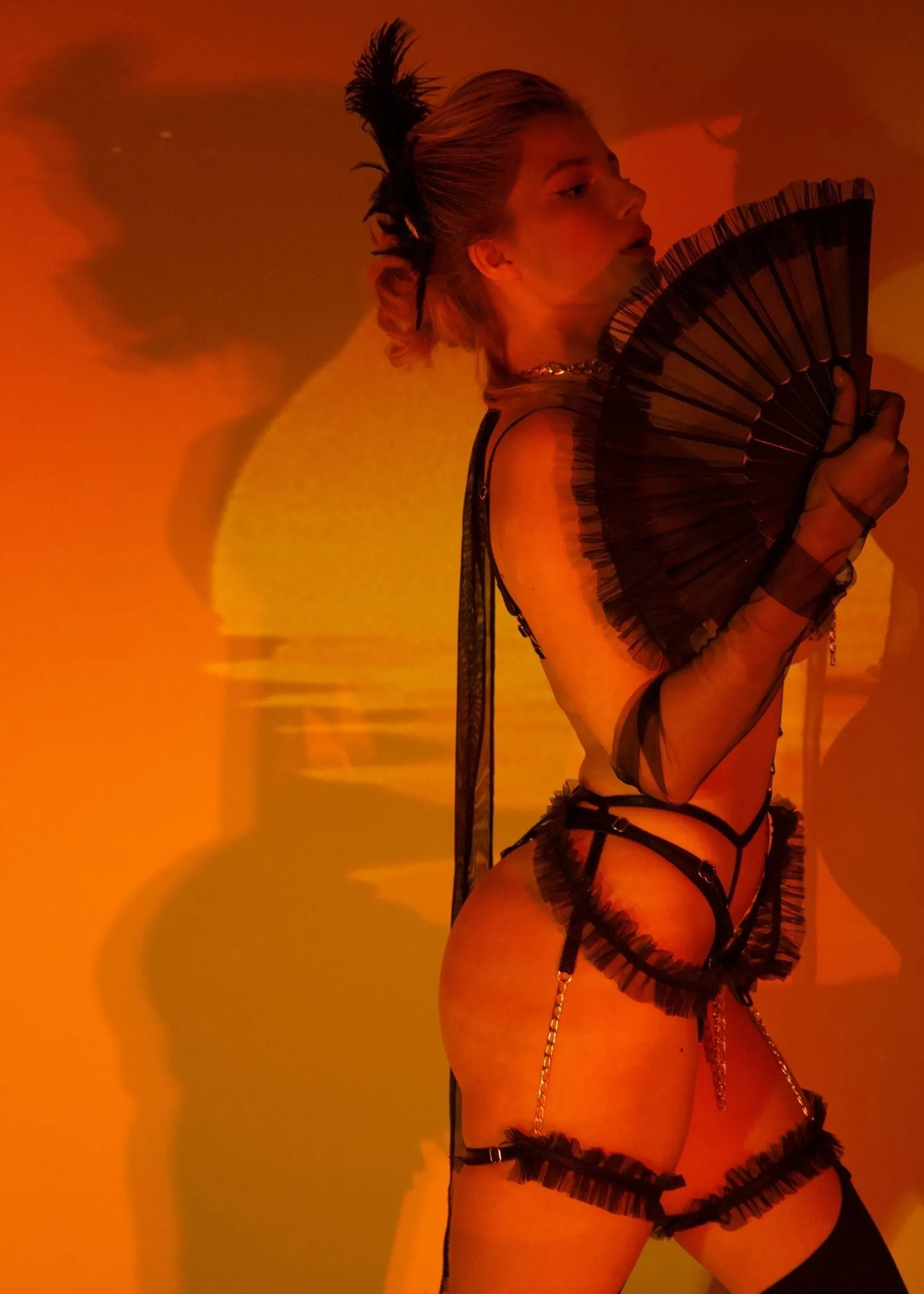 Empress Open Bra Harness. Thong. and Suspender Garters
