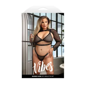 Fantasy Lingerie Vibes Barbed Wire Fishnet Bralette: Shrug & Panty Queen Size