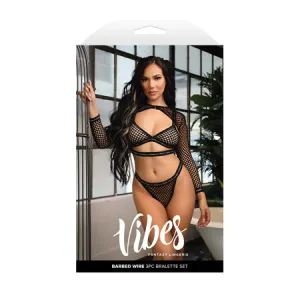 Fantasy Lingerie Vibes Barbed Wire Fishnet Bralette: Shrug & Panty S/M