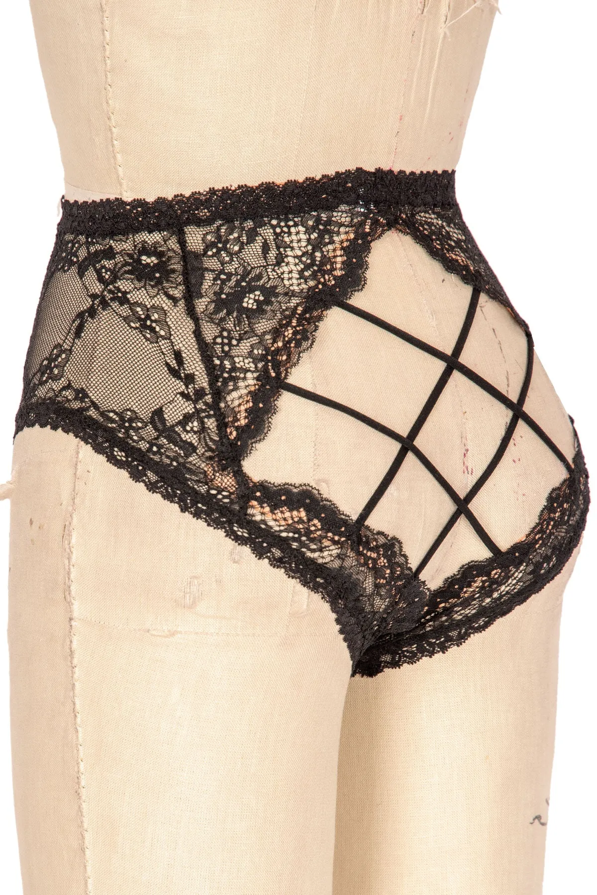 Grace High-Waisted Panty with Open Front & Lattice Butt