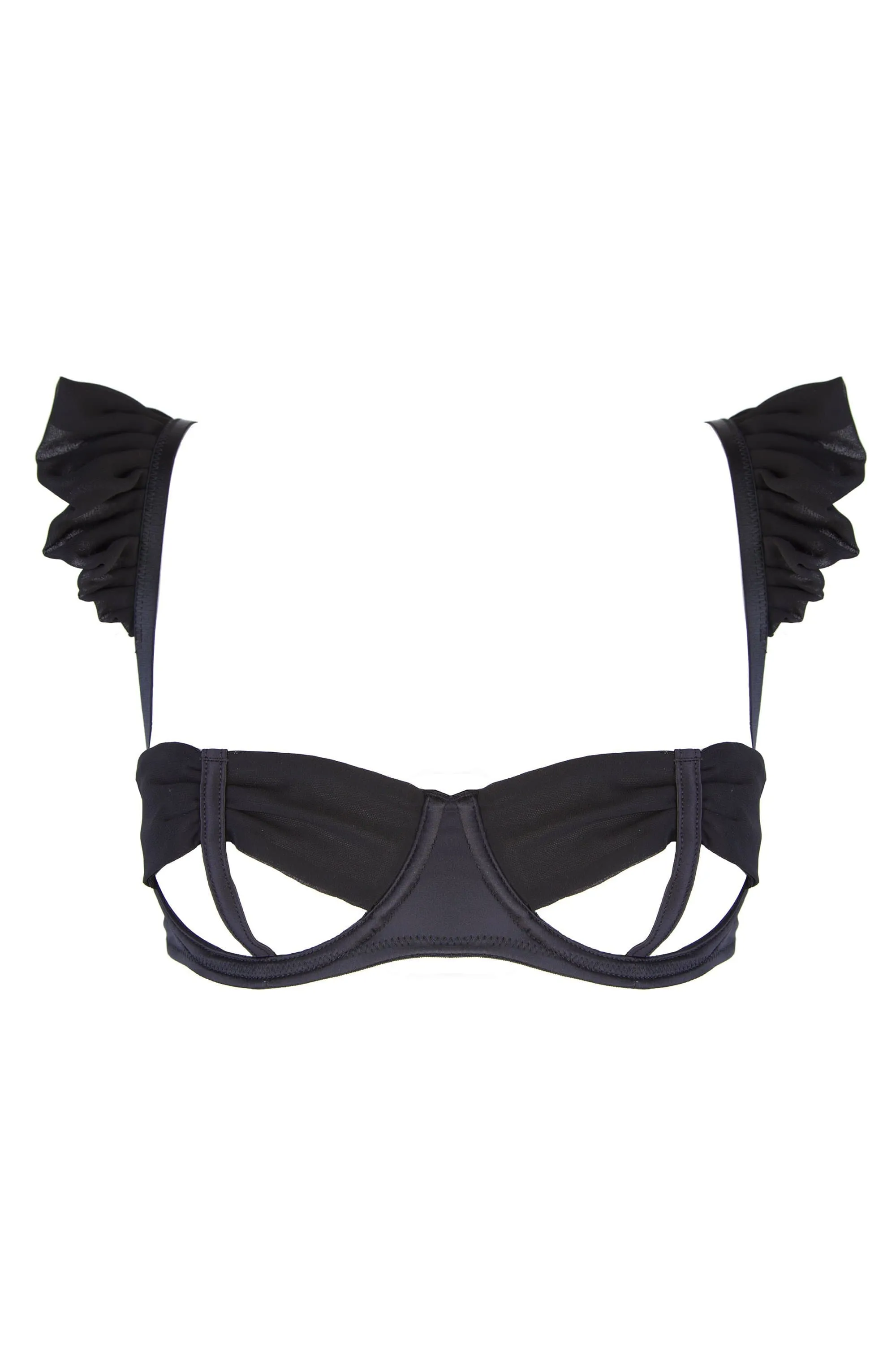 Lana Black Satin Bow Open Bra A-D cups