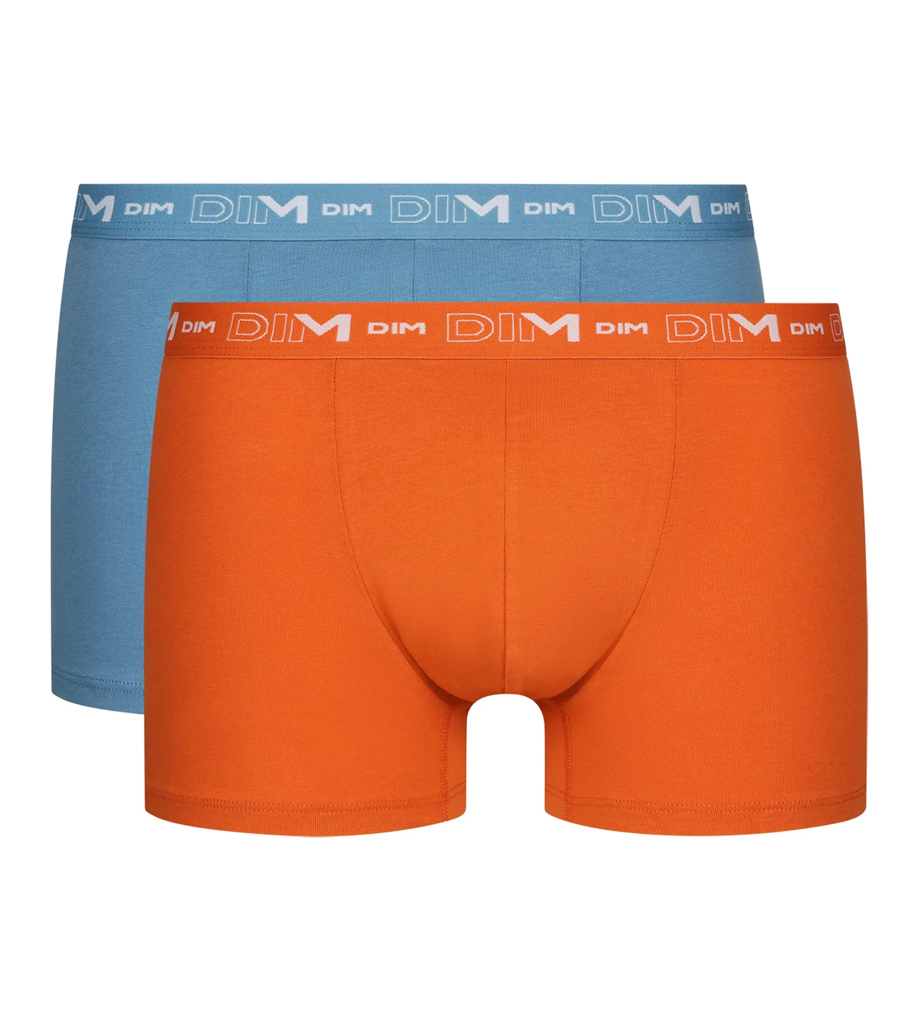 Lot de 2 Boxers homme Bleu Orange ceinture graphique Dim Coton Stretch
