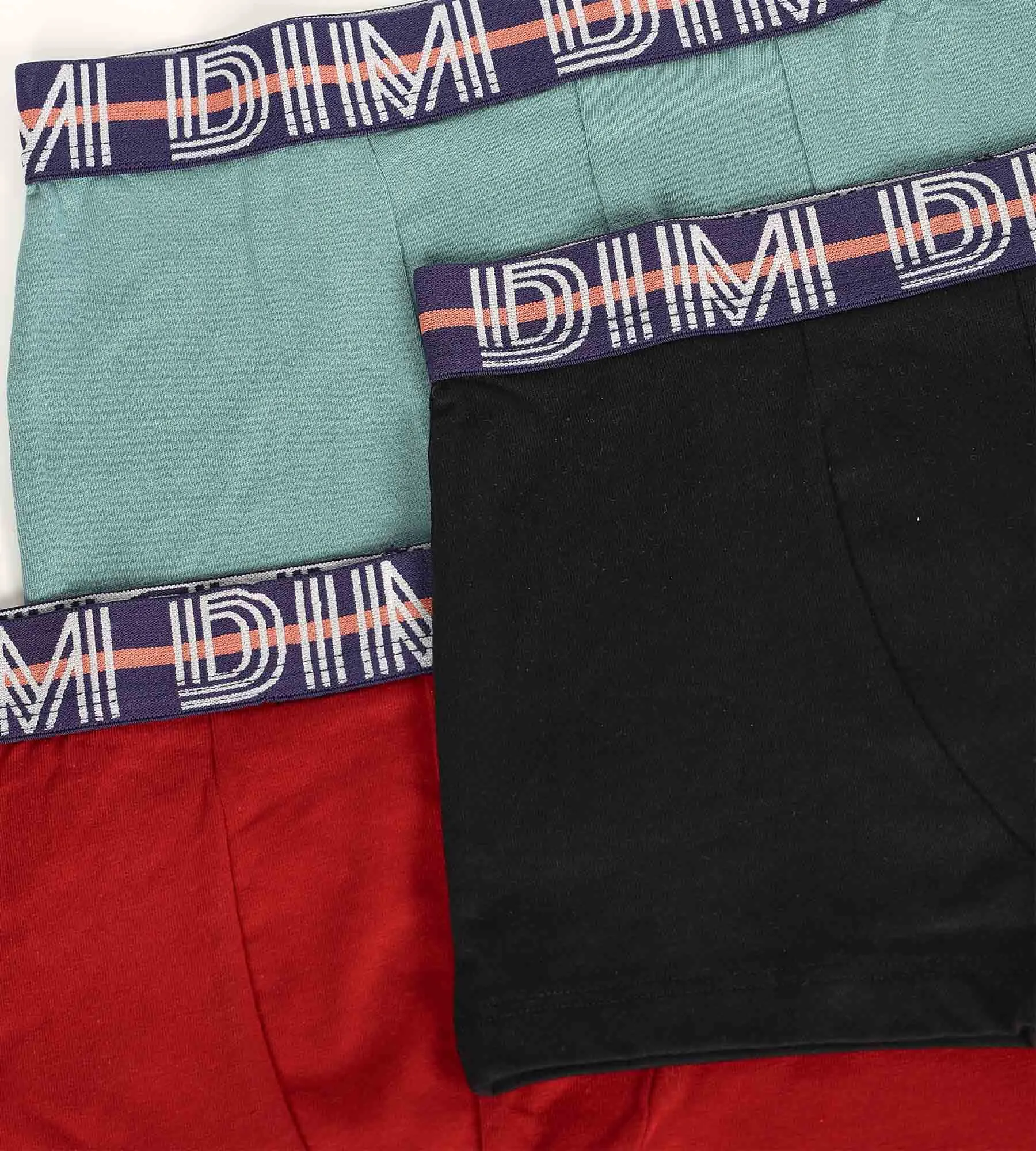 Lot de 3 boxers garçon en coton stretch Rouge Bleu Vert EcoDim Classic