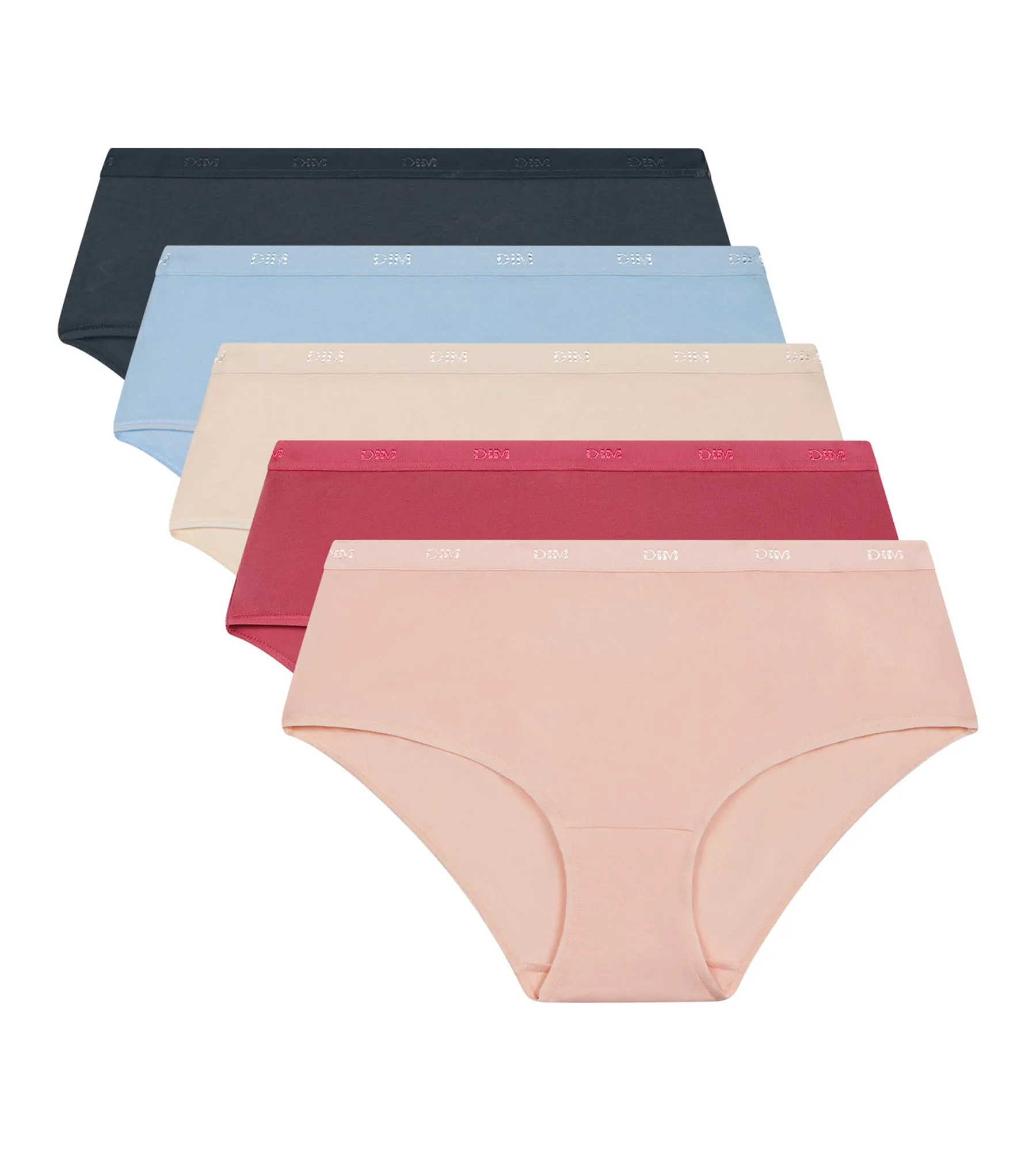 Lot de 5 boxers femme coton stretch Bleu Beige Rose Les Pockets Ecodim