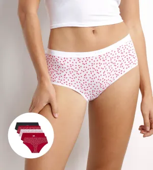 Lot de 5 shorties femme en coton stretch à motif coeur Les Pockets