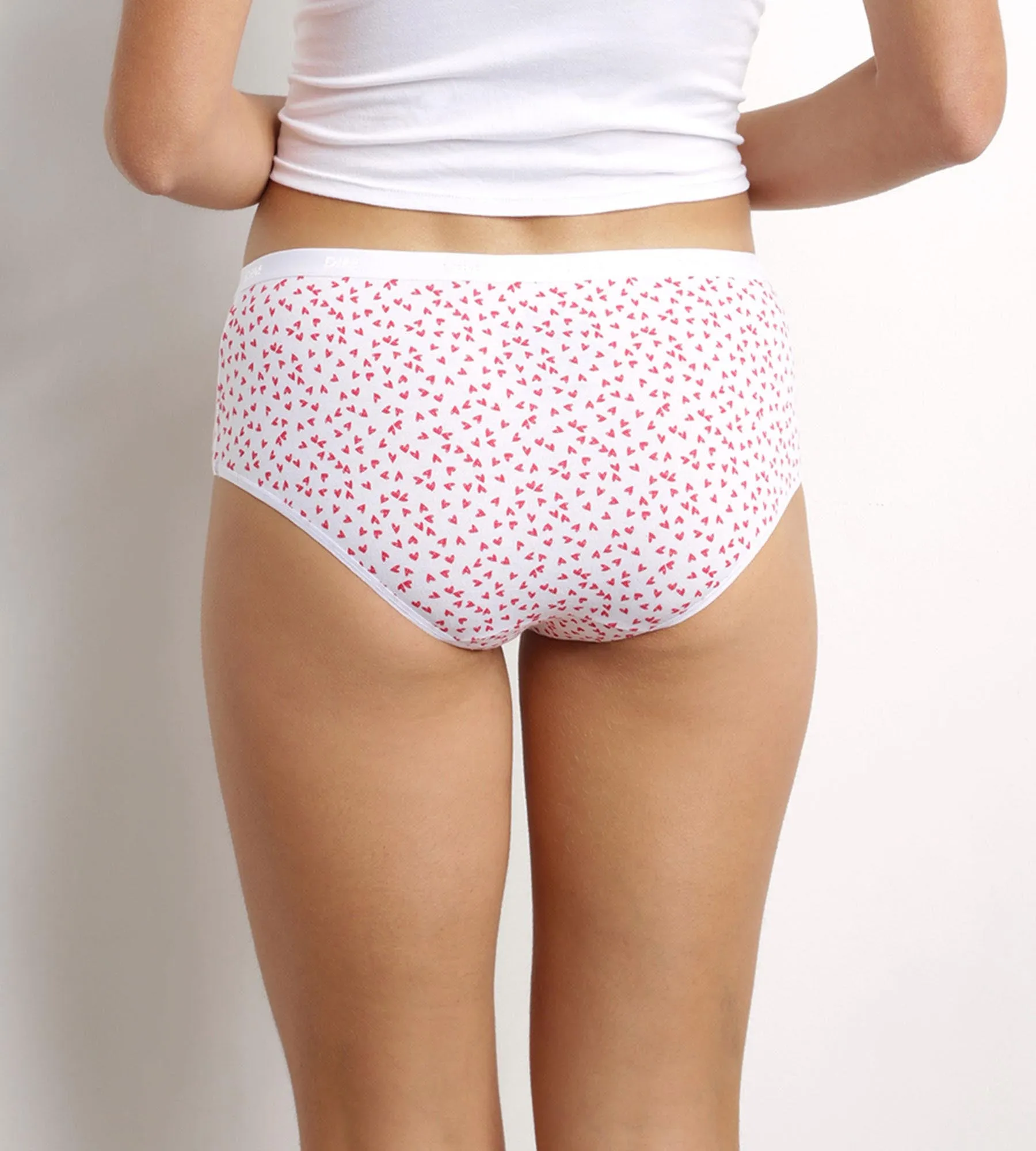 Lot de 5 shorties femme en coton stretch à motif coeur Les Pockets