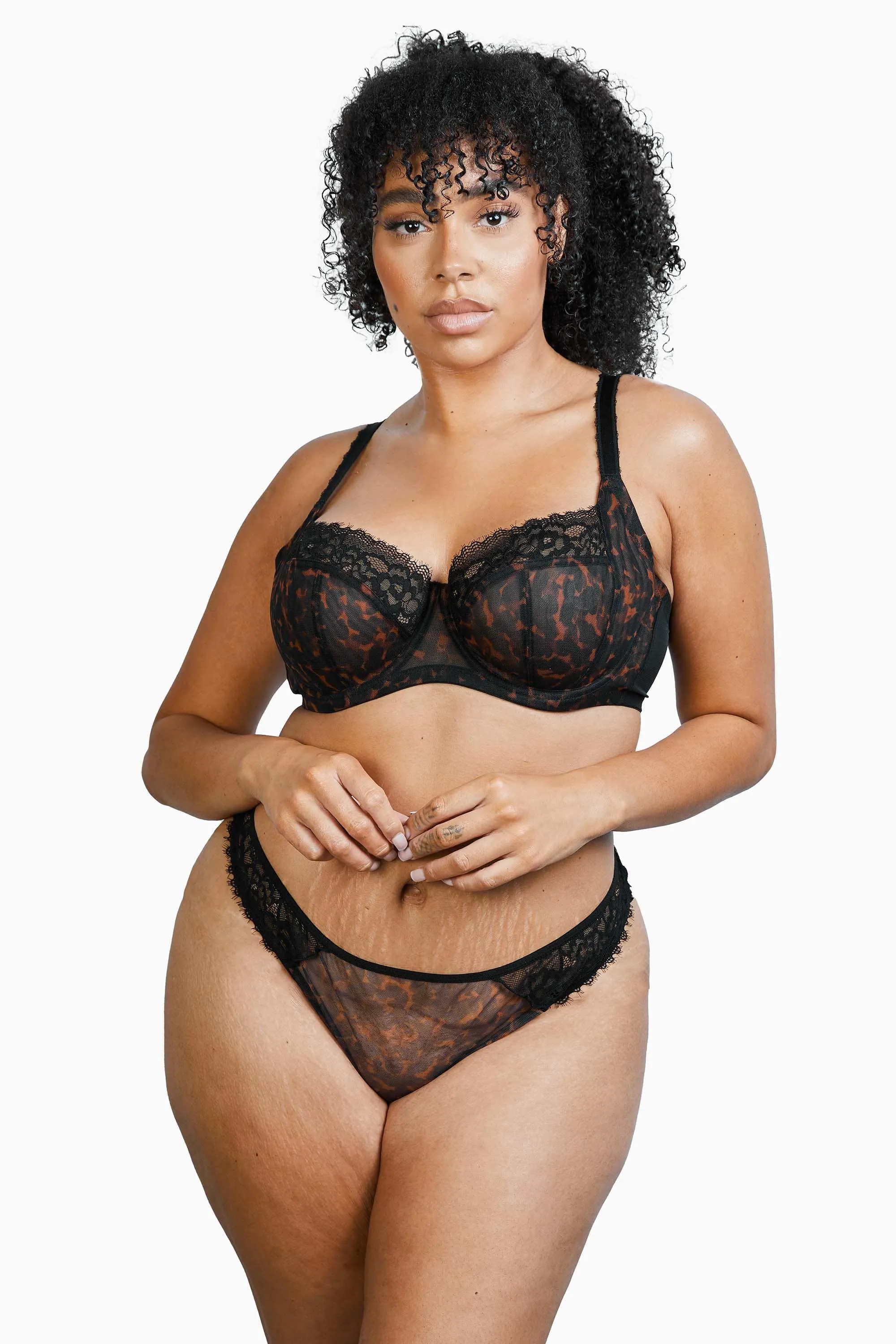 Rosalyn Black Tortoiseshell Lace Full Cup Bra