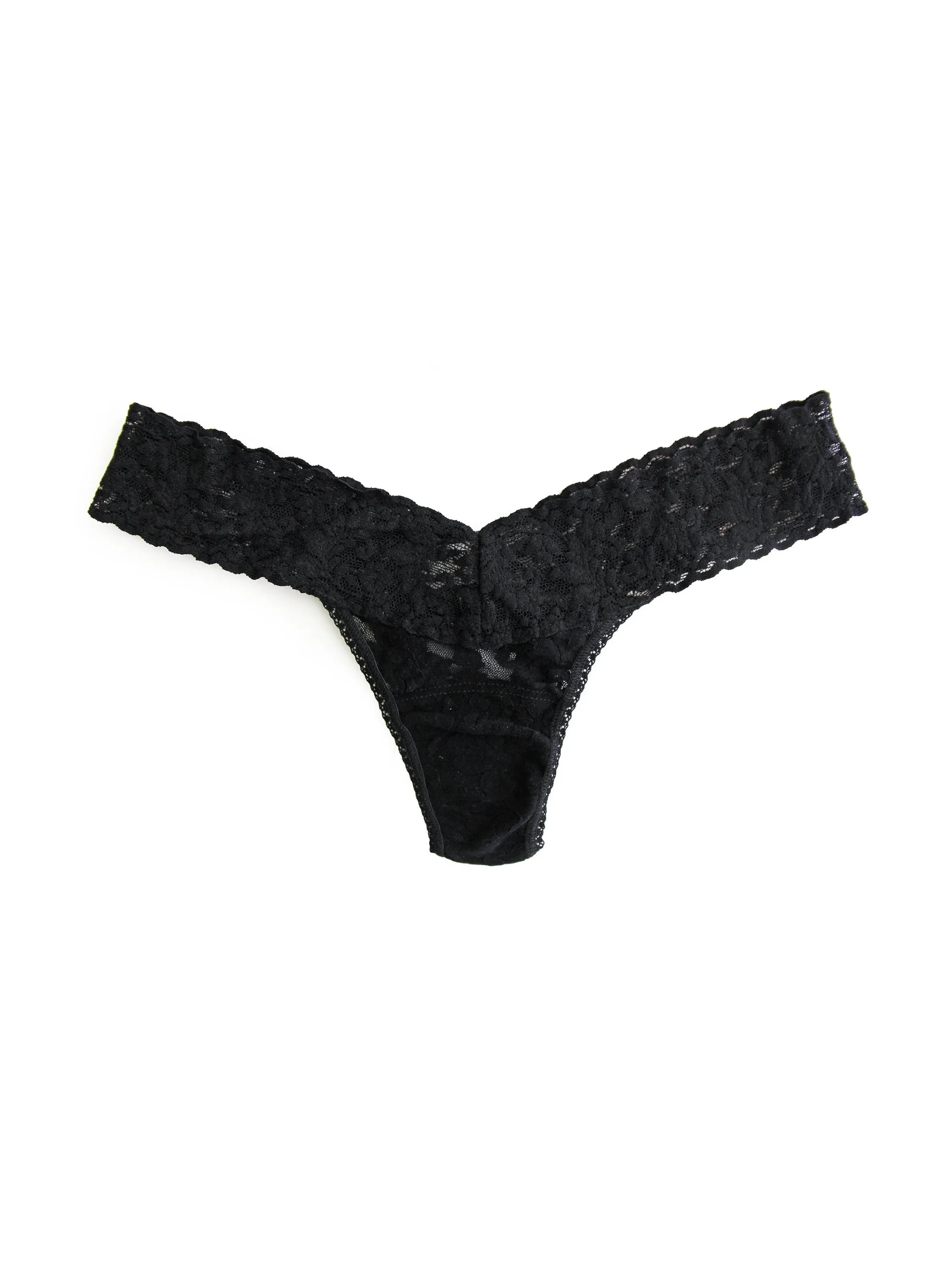Signature Lace Low Rise Thong Black