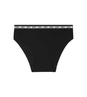 Slip pour fille en tissu côtelé Noir à ceinture beige Dim Icons