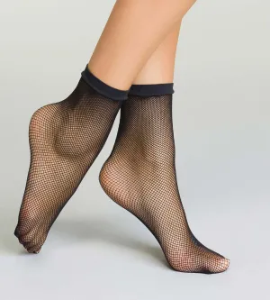 Socquettes noires en résille pour femme Style