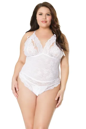 Stretch Lace Crotchless Teddy