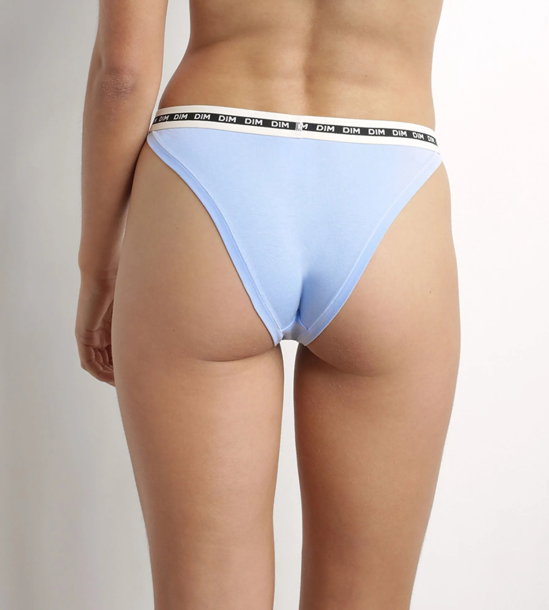 Tanga femme coton modal Bleu à ceinture contrastée Dim Icons Essentiel