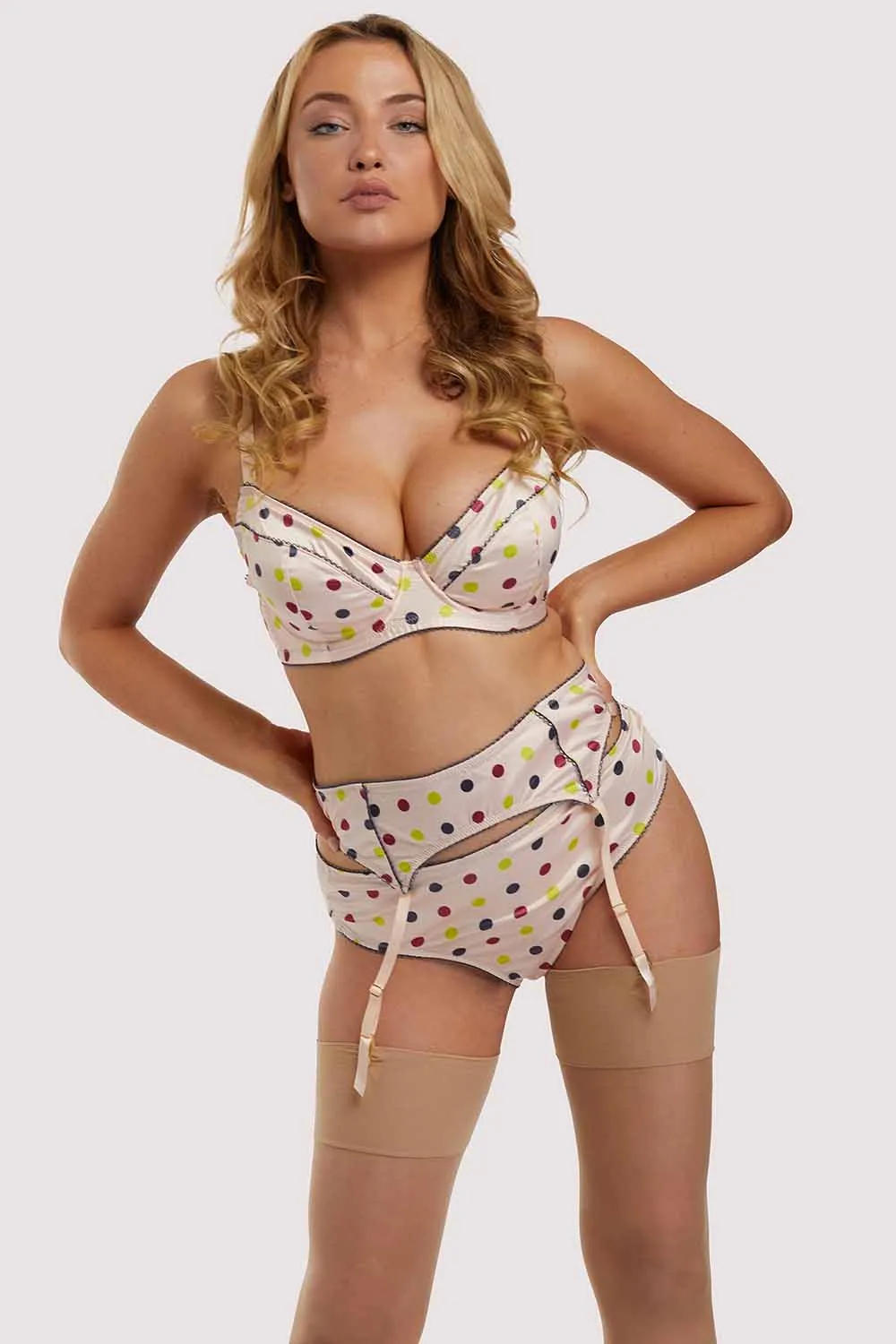 x PP Rowswell  polka Dot Peach Suspender